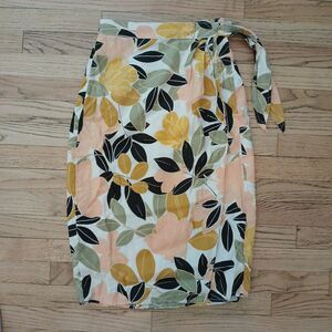 Rachel Zoe 100% Linen XS Wrap Around Skirt Floral Beachy Tropical Boho